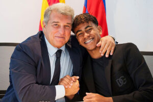 Lamine Yamal y Joan Laporta