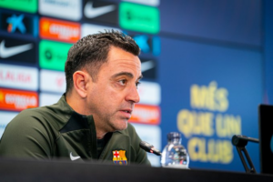 Xavi en rueda de prensa