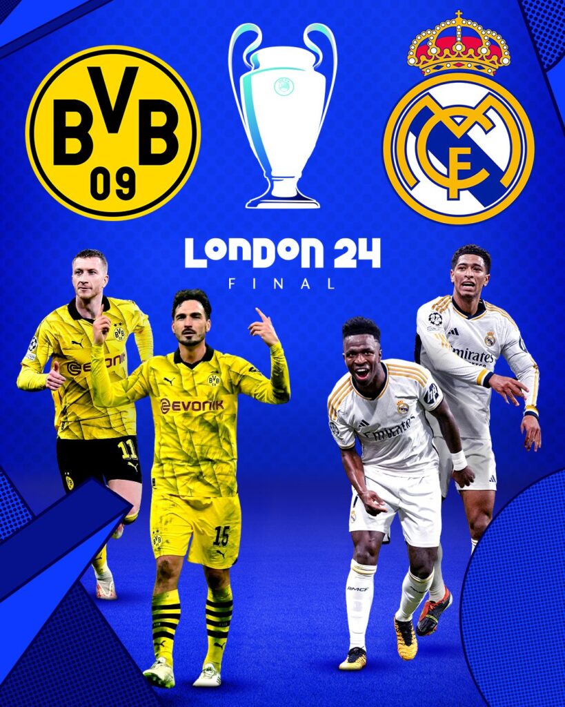 Edit de la final de Champions League 2024 entre el Real Madrid y el Borussia Dortmund.