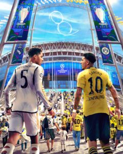 Bellingham y Jadon Sancho a las puertas de Wembley, estadio de la final de la Champions League