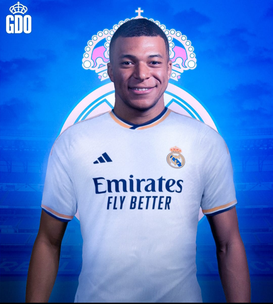 Kylian Mbapé con la camiseta del Real Madrid