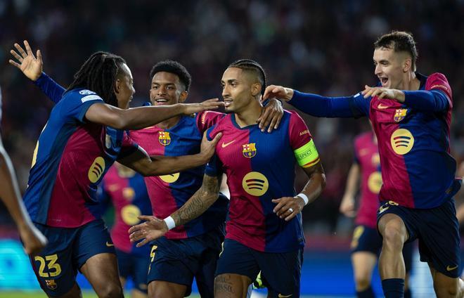 Celebración de los jugadores del Barça.