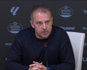 Hansi Flick en rueda de prensa, después del empate con el Celta.