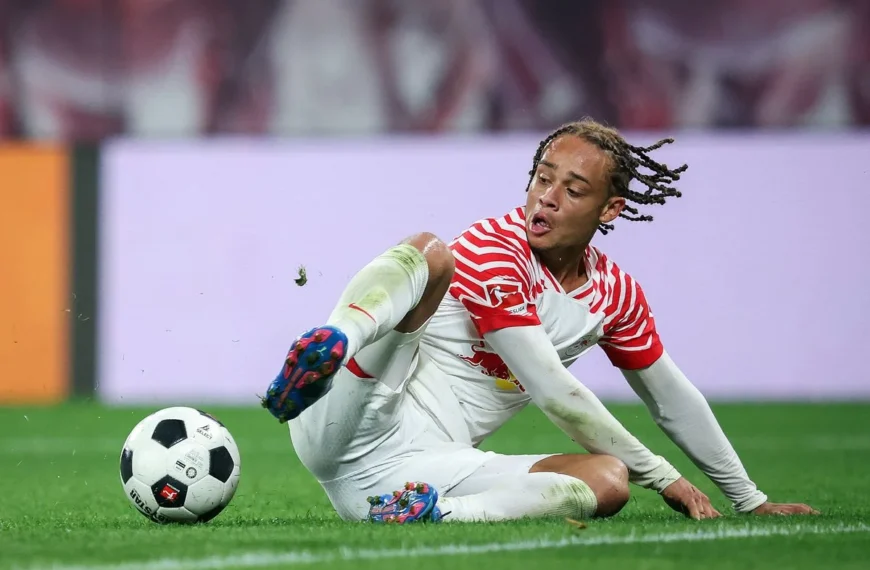 Xavi Simons jugando para el Leipzig