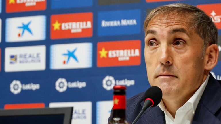 Fran Garagarza en rueda de prensa como director deportivo del Espanyol