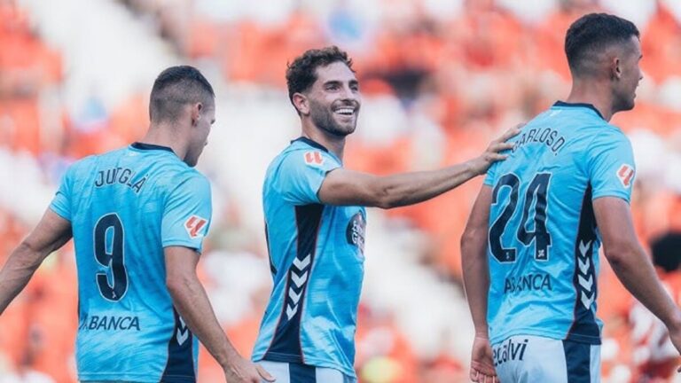 Javi Rueda celebrando su gol durante el Mallorca - Celta
