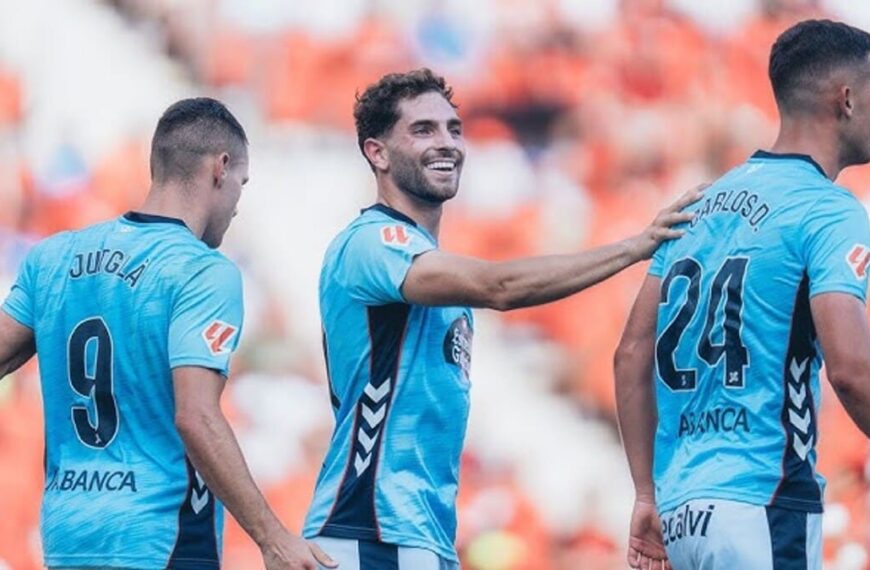 Javi Rueda celebrando su gol durante el Mallorca - Celta