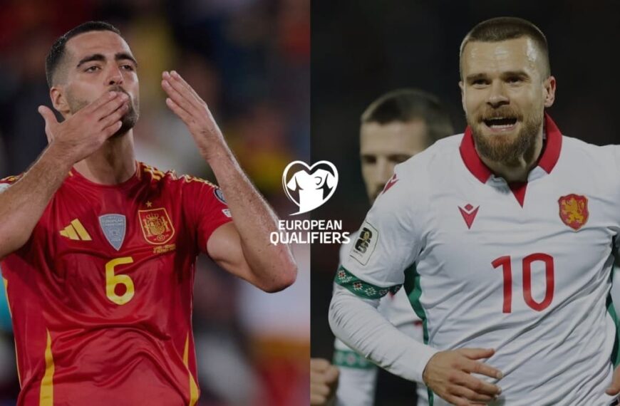 Selección Española y Búlgara en diferentes fotos