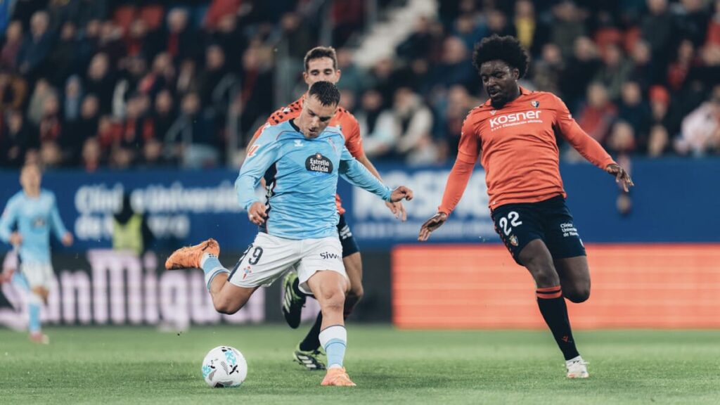 Jutglà antes de anotar en el Osasuna-Celta