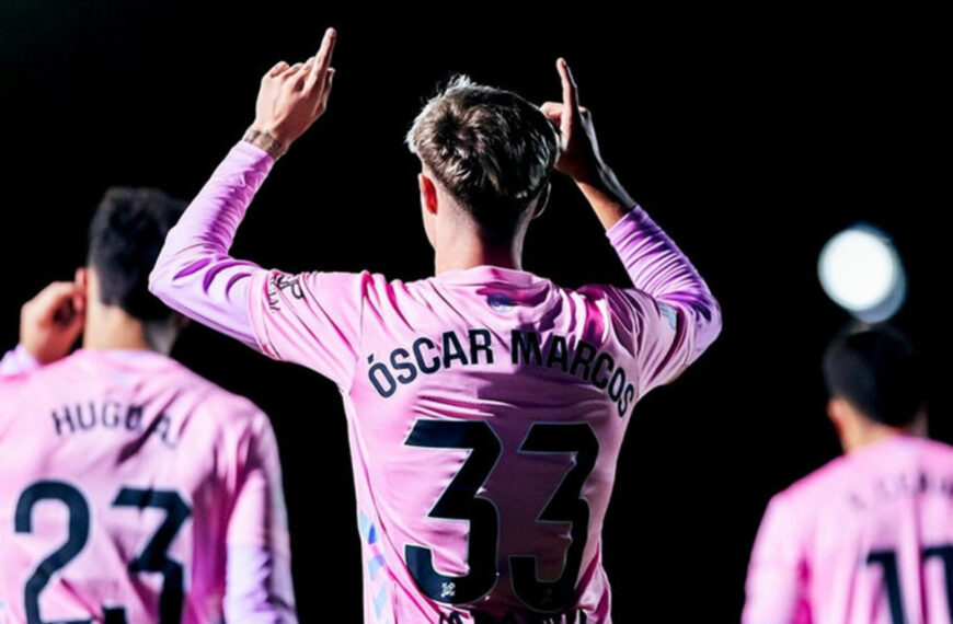 Óscar Marcos tras marcar su primer gol con el Celta