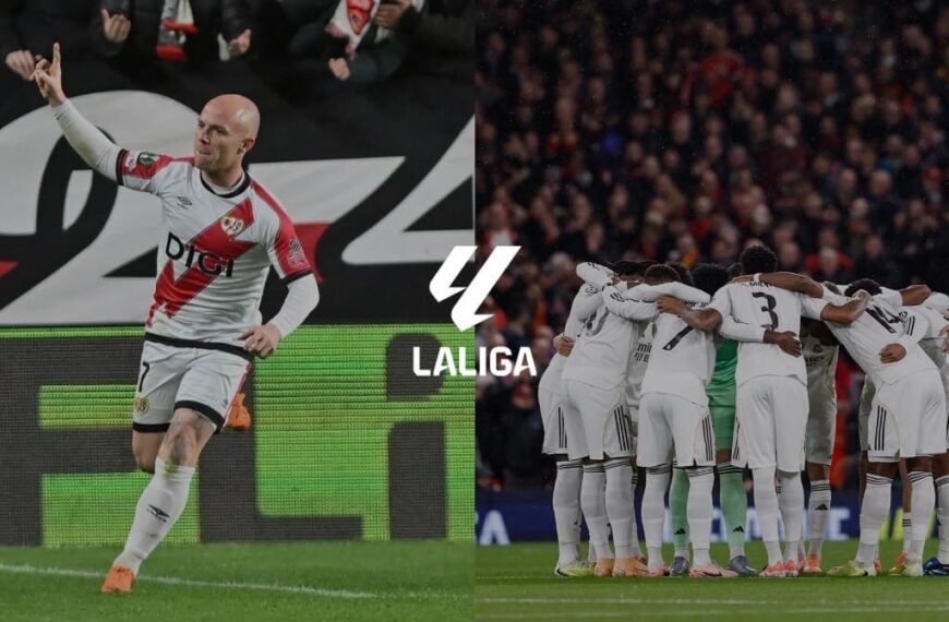 Isi, a la izquierda celebrando un gol, y los jugadores del Real Madrid, a la deecha