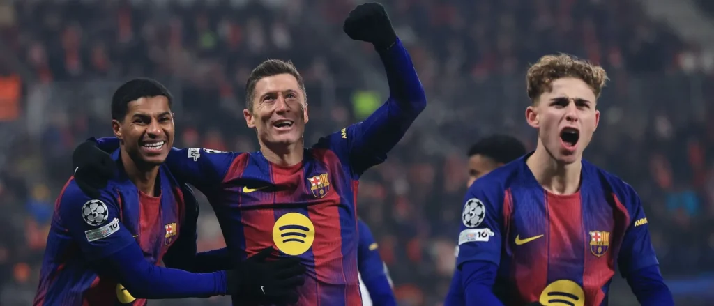 Celebración gol Lewandowski FC Barcelona