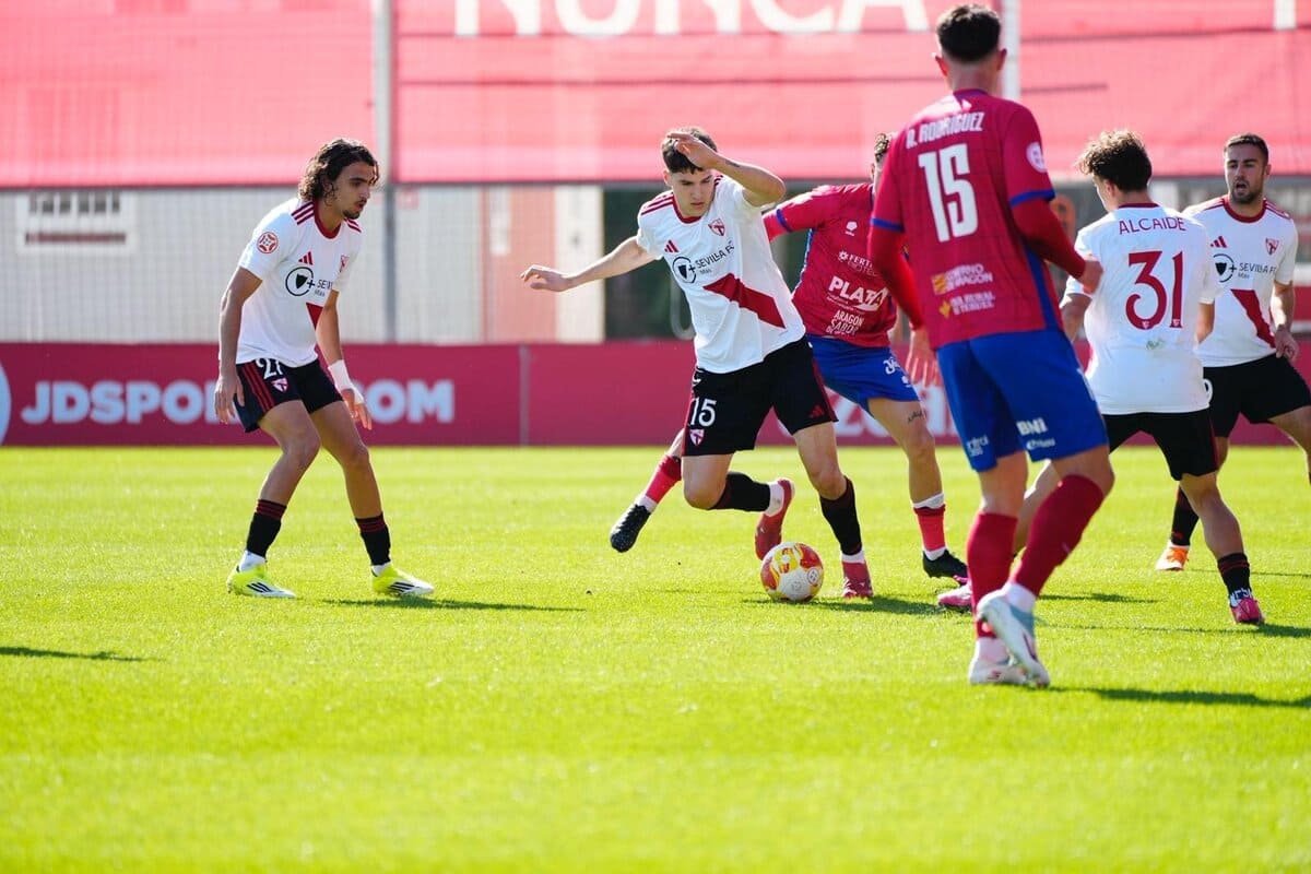 El Sevilla Atlético, contra el CD Teruel en el Estadio Jesús Navas