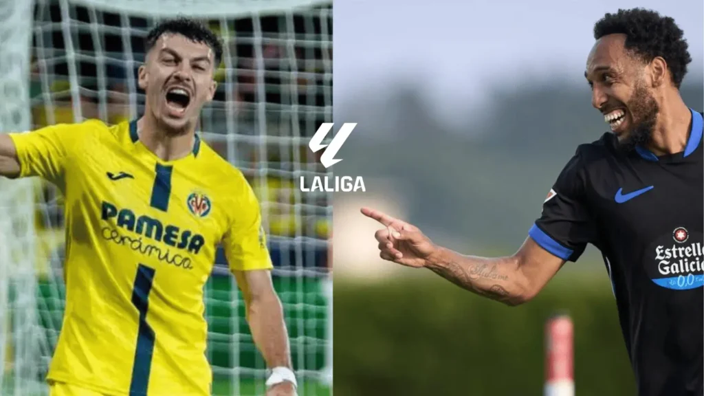 A la izquierda, Georges Mikautadze, delantero del Villarreal. A la derecha, Aubameyang, ariete del RC Deportivo.